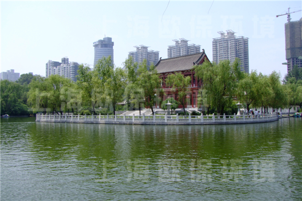 西安兴庆宫公园，人工湖治理