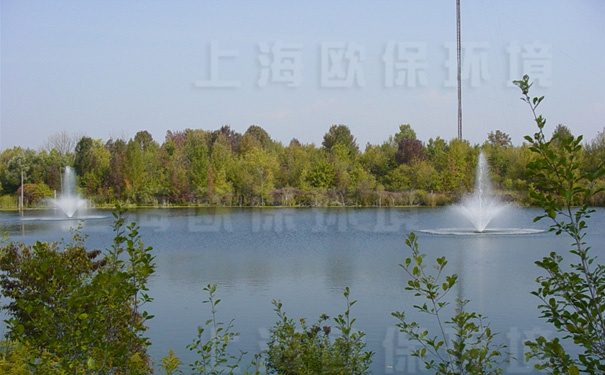 浮水喷泉式曝气机安装后