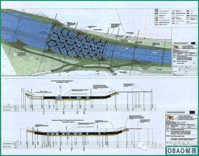 浅滩跌水区的平面图与剖面图