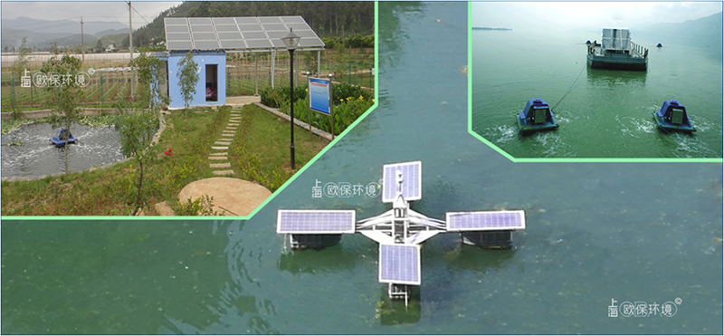 太阳能控藻机应用于水库、湖泊、氧化塘等多种不同水域，均达到预期效果 针对不同使用工况，设计生产一体式、分体式、组合搭载等三种形式