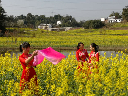 江阳区弥陀镇：河道治理变靓丽 游客慕名踏春来
